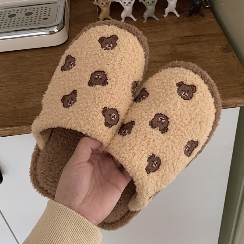 Teddy Bear Sandal Rumah Berkualitas Sandal Kamar Mandi Berbahan Empuk Sandal Karet Wanita Pria Couple Premium