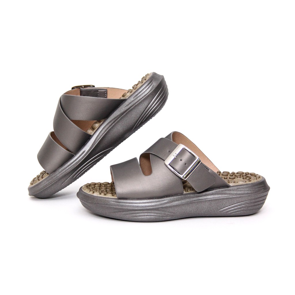 Jaco K-Walk Sendal Kesehatan Sendal Terapi Kesehatan Sendal Refleksi Sendal Akupuntur Sendal Rematik Kwalk-Dark Grey - S