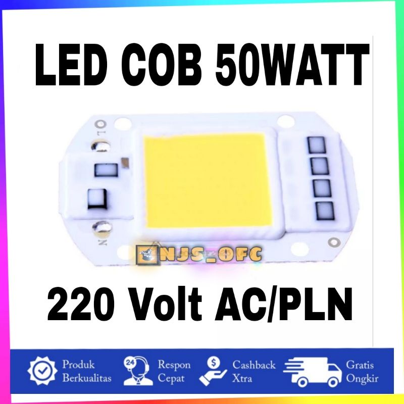 CHIP LAMPU SOROT 50WATT WHITE DAN WHARM WHITE.CHIP LED COB 50W input 220V AC driver IC smart. CHIP LED 50W 220V SOROT