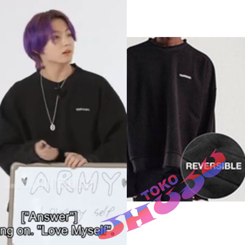 Basic Sweater BTS Run 144 Jungkook style REVERSIBLE logo kecil