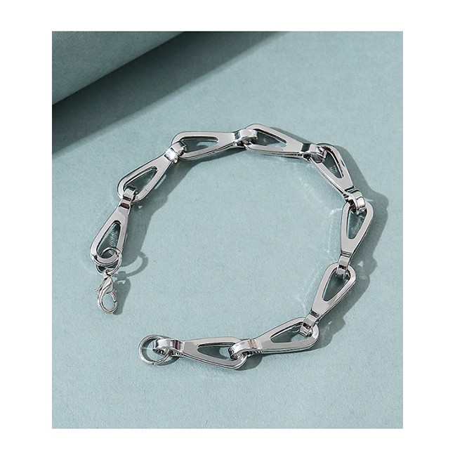 LRC  Gelang Fashion Silver Keychain Alloy Hollow Mens Bracelet Y64702