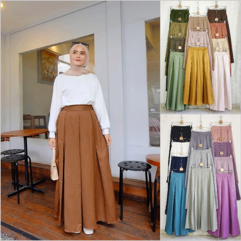 Soraya Skirt / Eyka Basic Colours Pleats Skirt / Rok Plisket Premium / Premium Flare Skirts / Rok Warna Basic