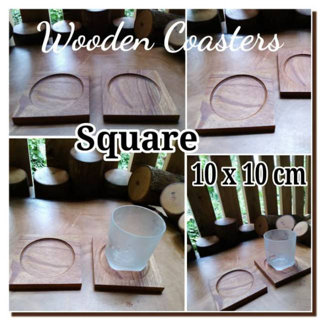 Square Wooden Coaster 10x10 tatakan gelas tatakan kopi Coffee coaster