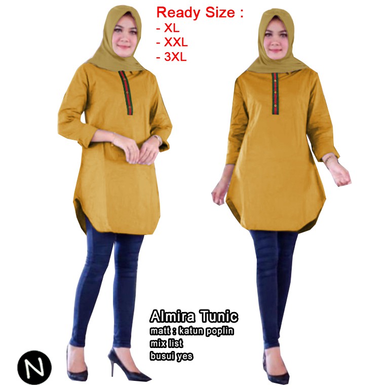 Almira Tunik - Central Grosir Fashion (CGF) - Ukuran XL-3XL - Matt Katun Poplin