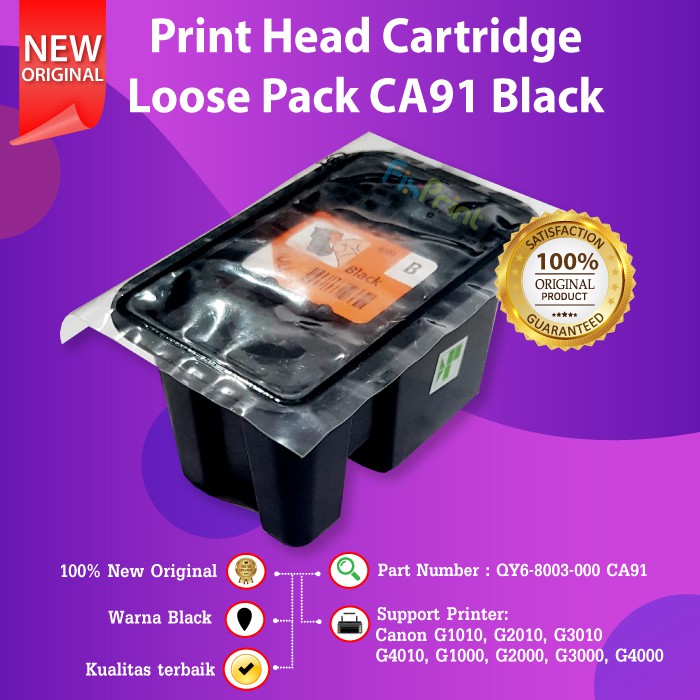 Head Cartridge CA91 Black Printer Canon G1010 G2010 G3010 G1000 G2000 G3000 QY6-8003-000 Original