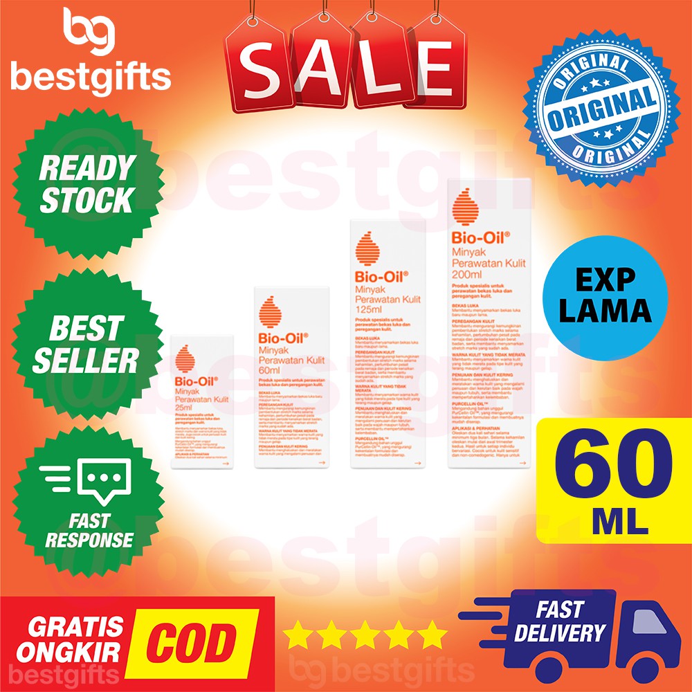 BIO OIL 60 ML 60ML BIOOIL PENGHILANG BEKAS LUKA PASCA HAMIL SCAR STRETCH MARK SELULIT STREACHMARK