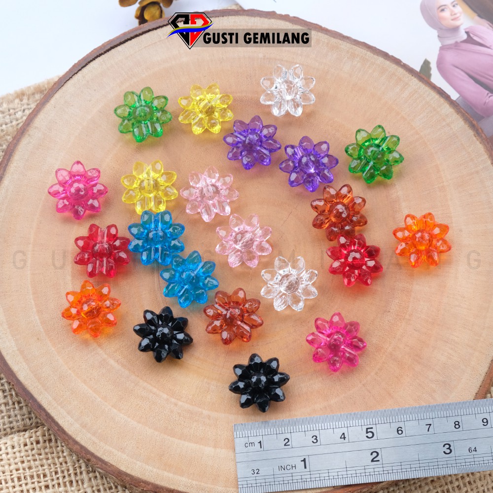 Isi 6pcs Bros Bunga Craft Bening Lubang Tengah Wanita 20mm