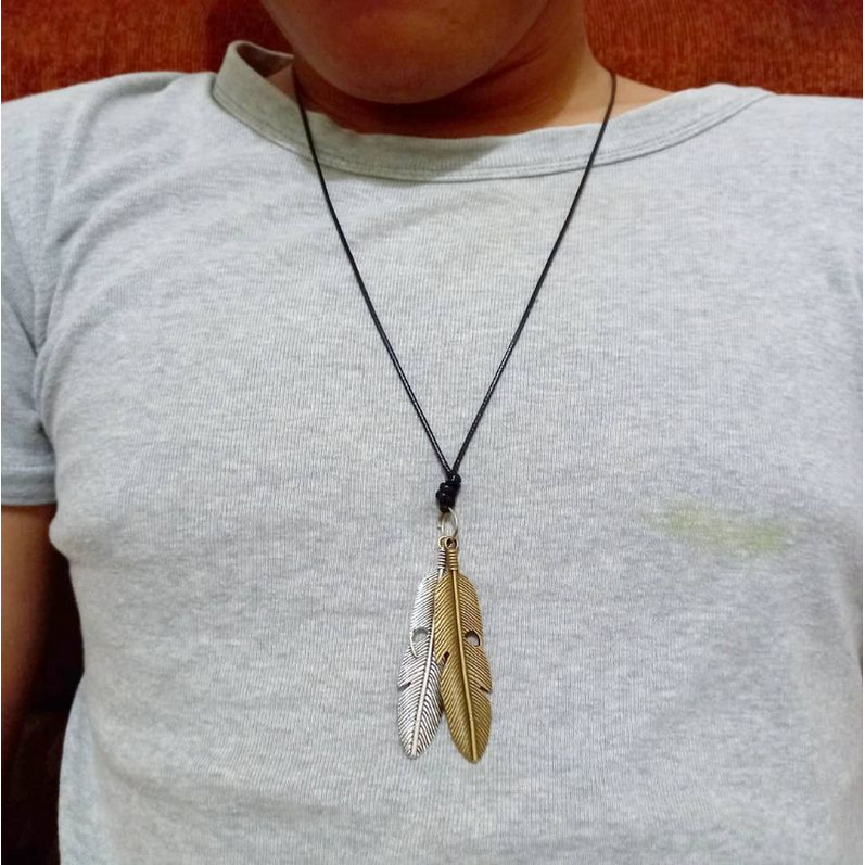 Kalung Pria Bulu Double Keren PREMIUM
