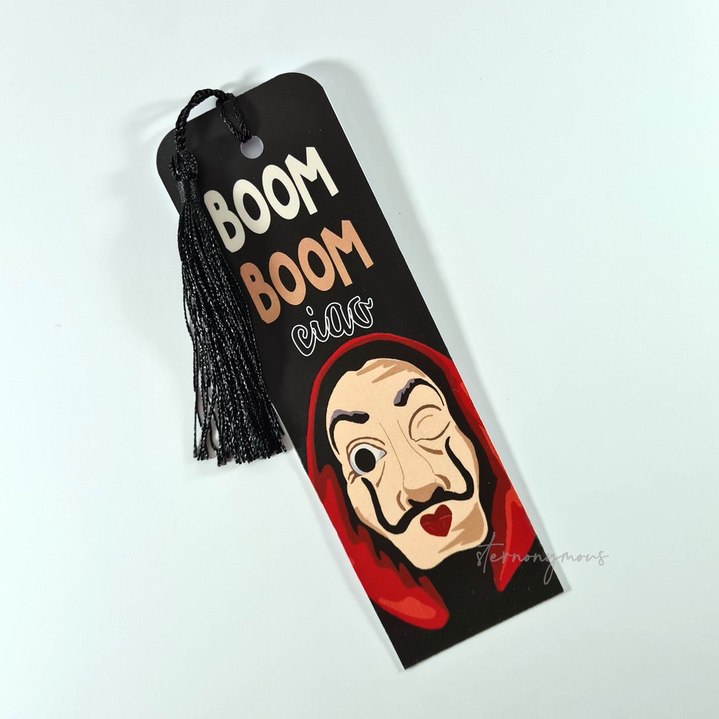 

[Bookmark/ Pembatas Buku/ Pembatas Novel] – [Money Heist fan art - Boom Ciao] by #sternonymous