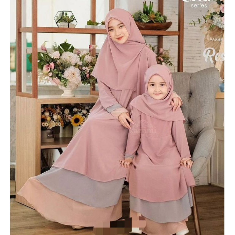 Aisyah Gamis - Gamis Ceruty | Gamis Couple Ibu & Anak | Gamis Anak dan Ibu