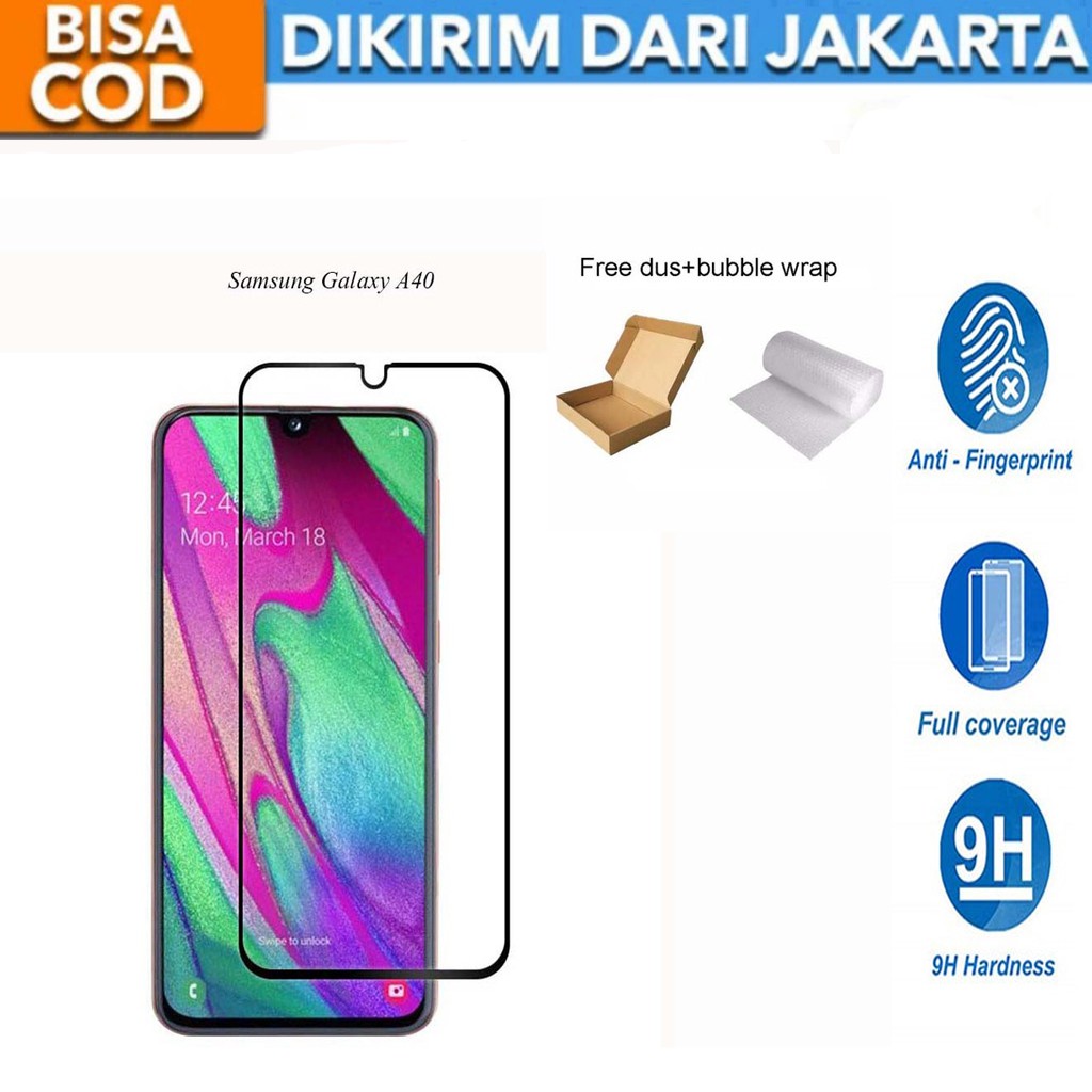 Samsung Galaxy A40 Full Cover/Full Screen Tempered Glass Screen Protector Anti Gores