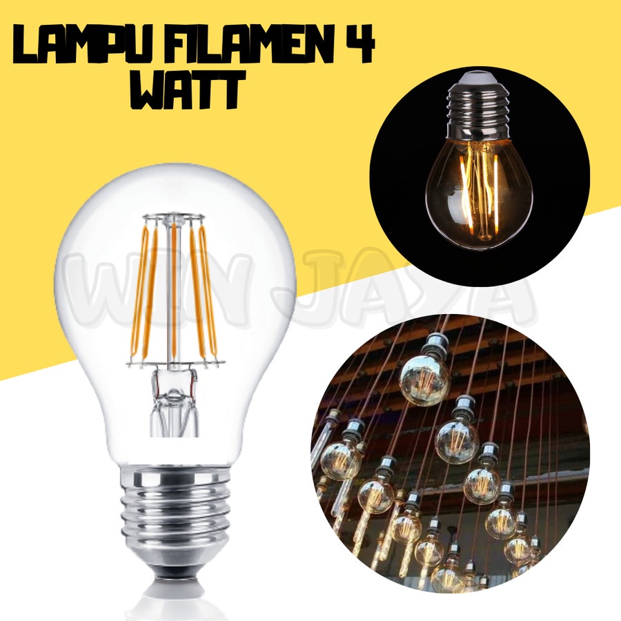 LAMPU PIJAR 4 WATT BOHLAM FILAMEN WARM WHITE LAMPU GANTUNG HIAS CAFFEE