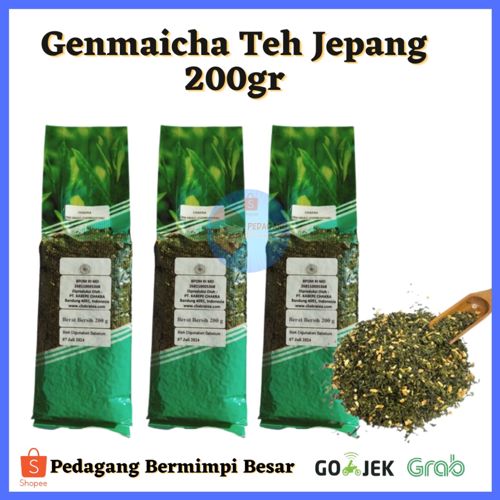 Genmaicha Teh Jepang 200gr/ Teh Hijau Khas Jepang/ Teh