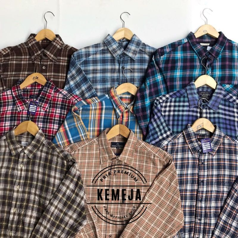 Kemeja Flanel Pria Wanita Lengan Panjang Oversize Motif Kotak Kotak