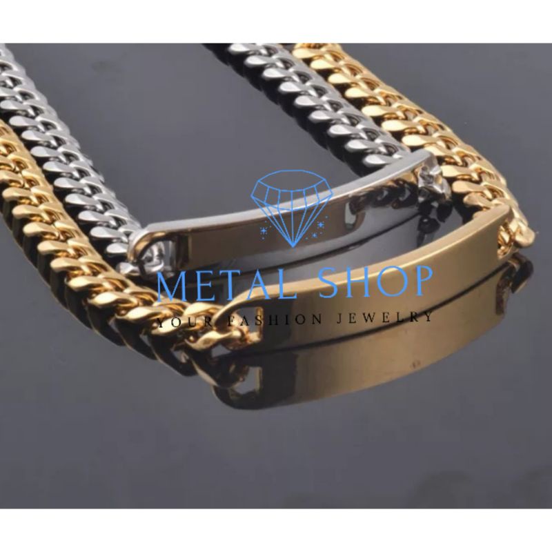 Gelang Rantai Plat Pria Wanita Titanium Anti Karat