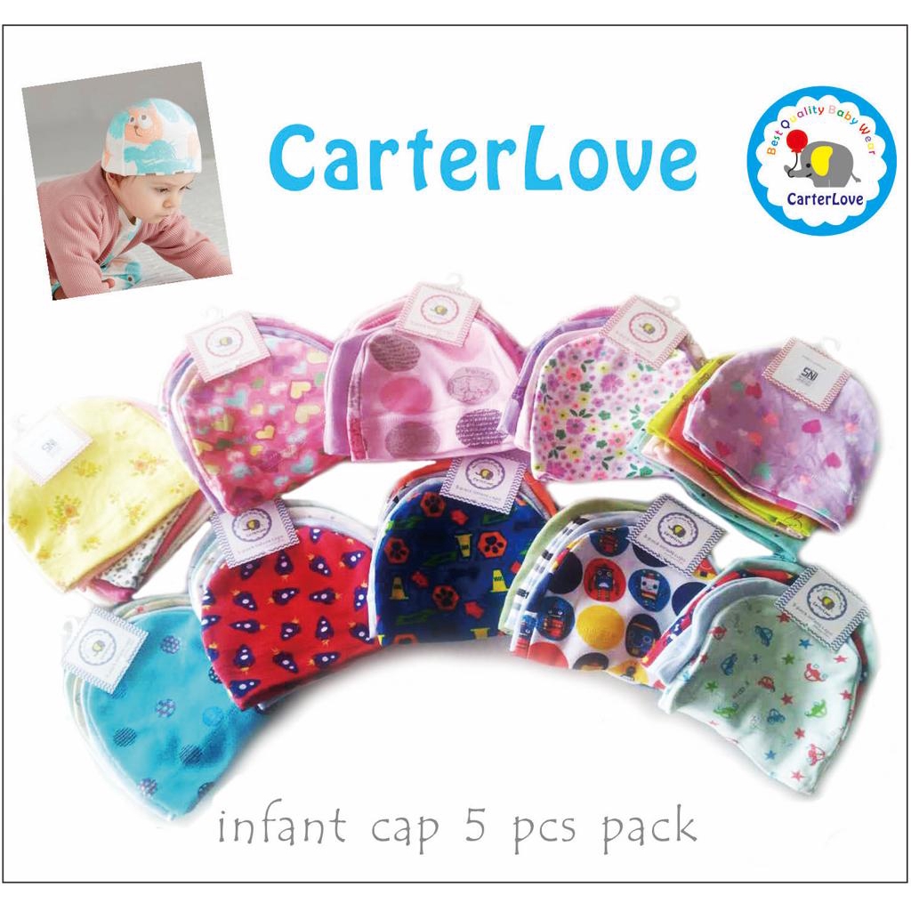 Topi Bayi Carterlove 5 in 1 100% Cotton Usia 0 - 6bln