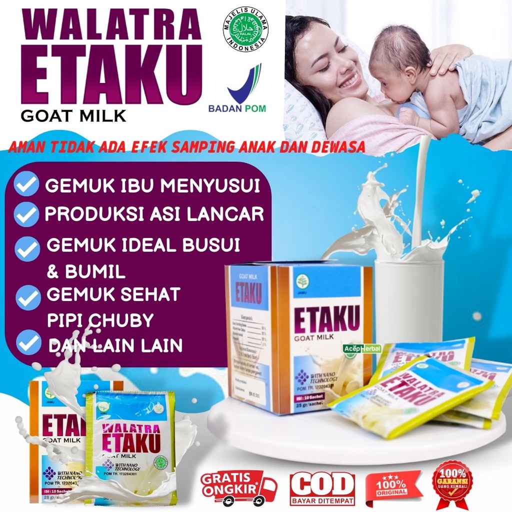

Obat Gemuk Untuk Ibu Menyusui Pelancar Produksi Asi Susu Penggemuk Badan Anak Dan Dewasa Peninggi Badan Penambah Nafsu Makan Susu Etaku Goat Milk Original