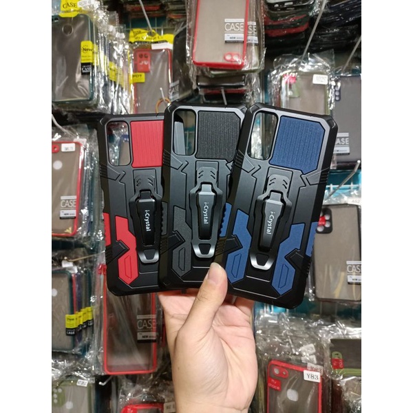 (MH)-VIVO Y20/Y12S Robot Silikon Ring Standing Cover Casing HP Hardcase