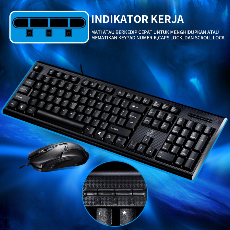 Keyboard Dan Mouse Gaming Set Cahaya Warna-warni Keyboard Cadeve9122/Set Keyboard dan Mouse Kabel Rumah Tangga Kantor Bisnis Yang Modis ZGB Q9