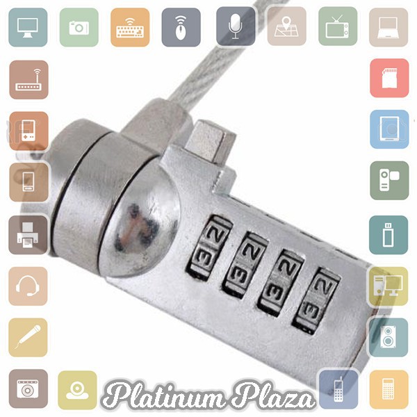 F&amp;K Kunci Pengaman Laptop Code Number Security Lock - 18458 - Silver`69CP2E-