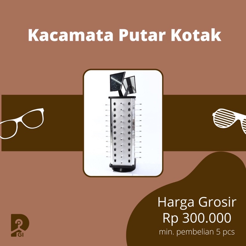 (PGI003) Rak kacamata Putar Kotak display kaca mata tempat kacamata cermin pajangan kacamata plastik