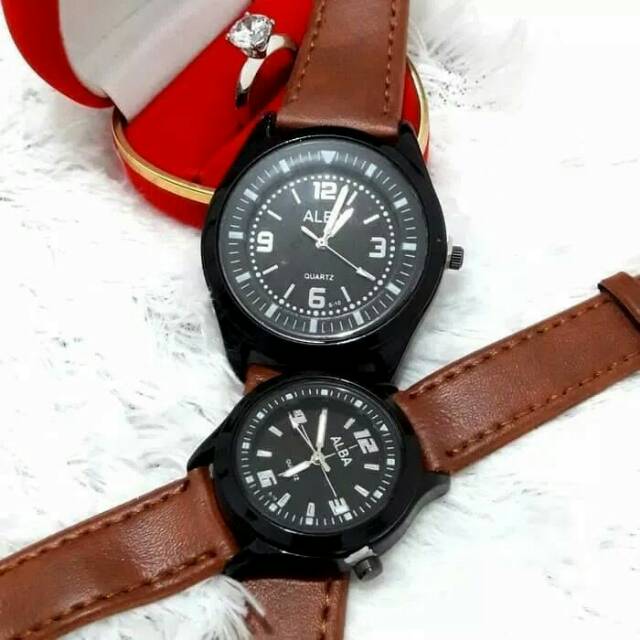 B'WATCH JAM TANGAN COUPLE ALBA COKLAT PLAT HITAM CA130H