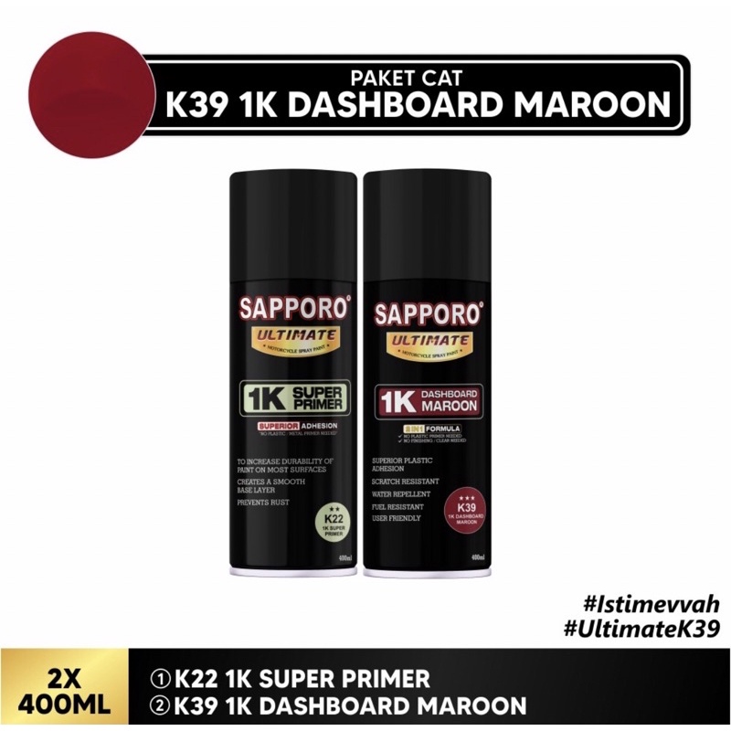 Paket Sapporo Ultimate K39 Dashboard Maroon 1K 400 ml