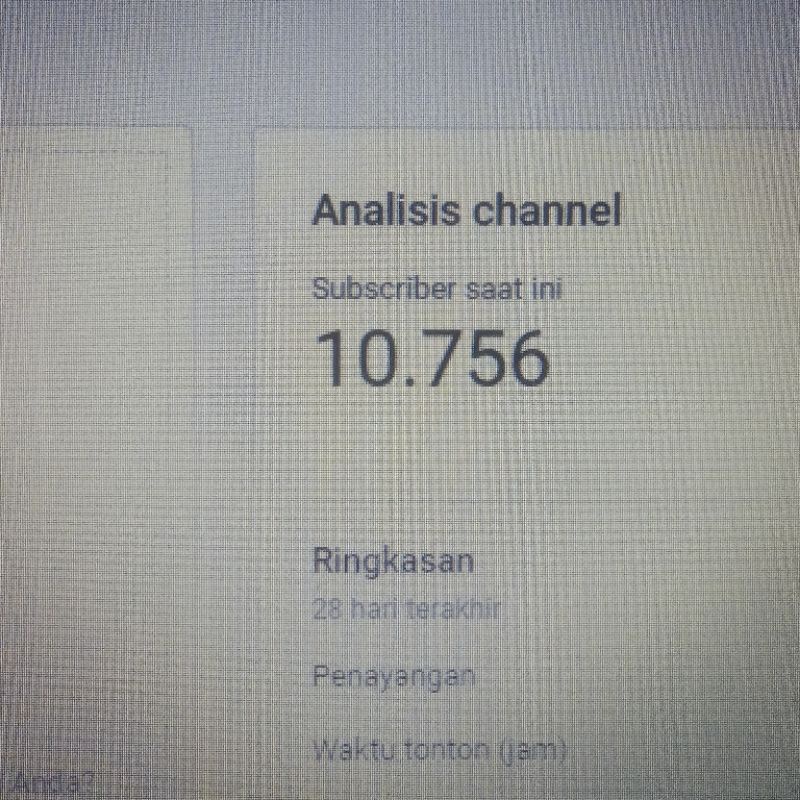 Channel youtube 10ribu++ subscriber &gt;tembus 4000 jam tayang