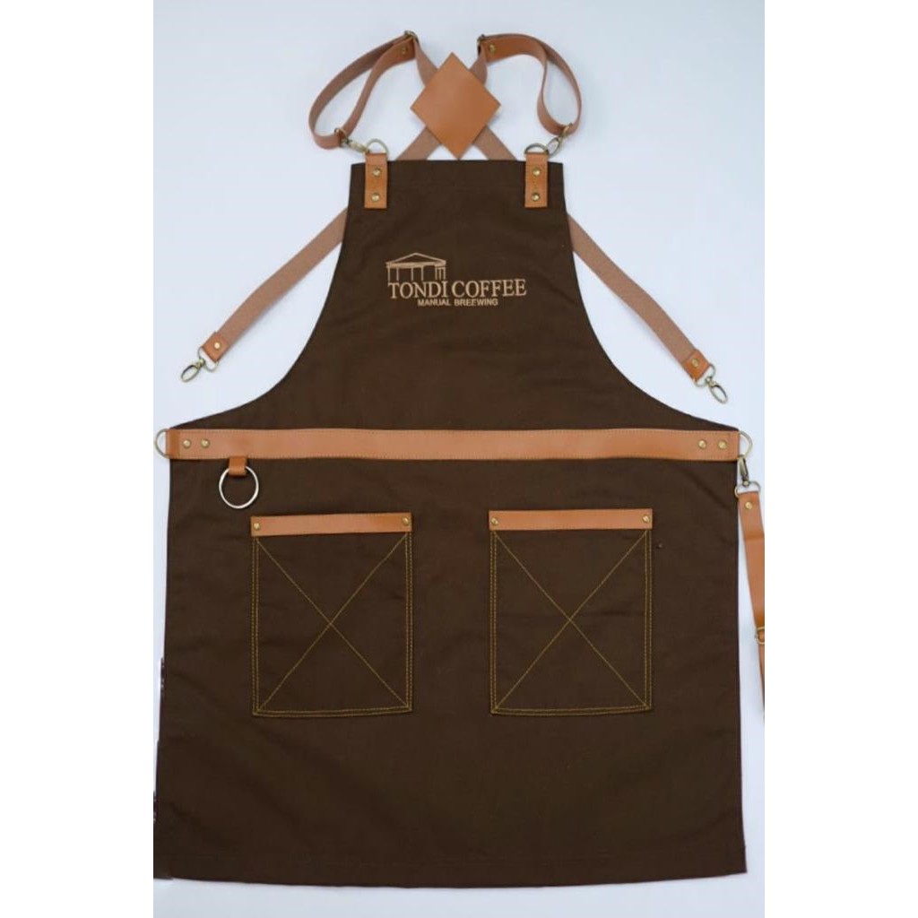 full apron chef koki celemek barista full cotton premum tali kalung varian warna