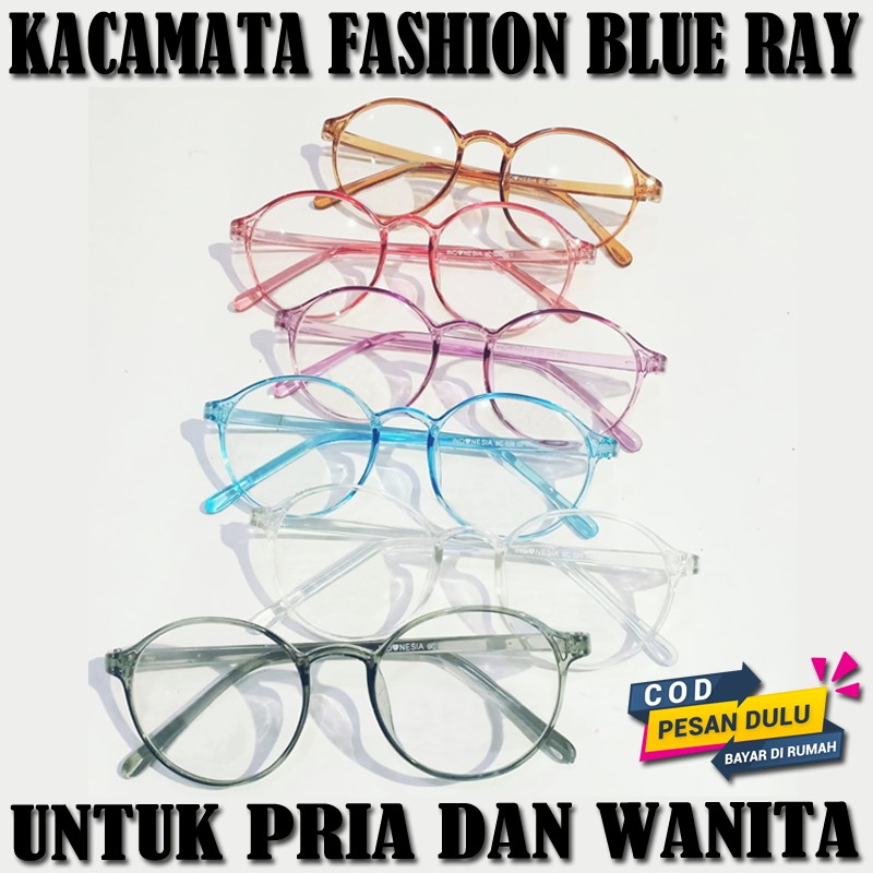 [COD] Kacamata Antiradiasi Pria Wanita Bulat Oval Multicolor Lensa Transparan Eye Glases Protection