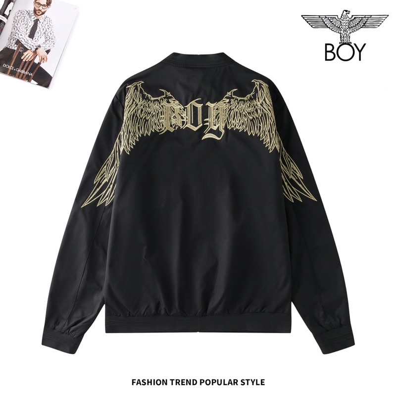 BOY31 JAKET ZIPPER BOY LONDON IMPORT GOLD ON BLACK PRIA WANITA INGGRIS