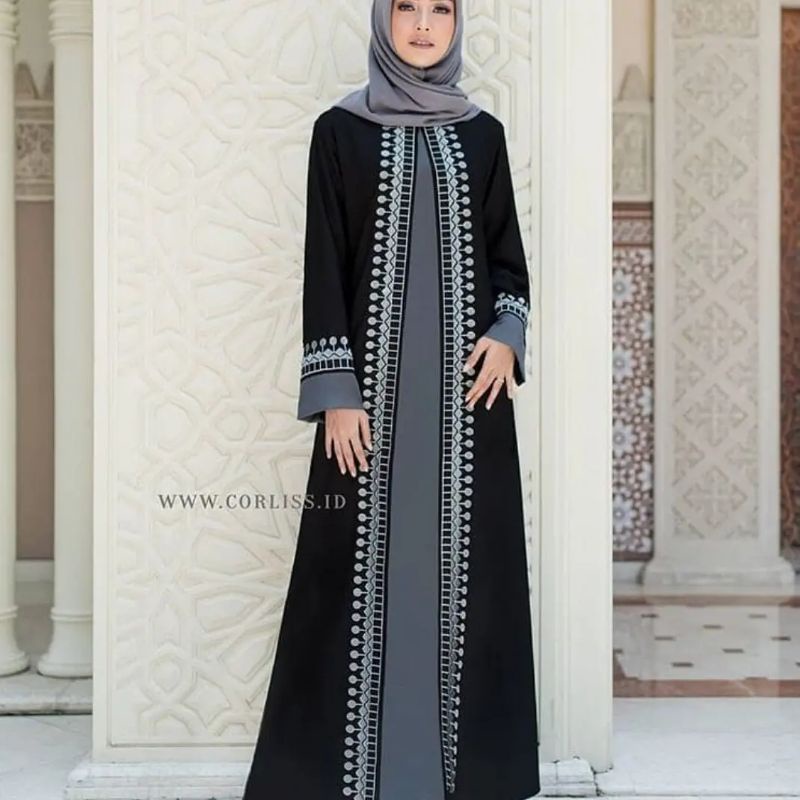 DUBAI ABAYA DRESS Baju Gamis Wanita Lebaran Terbaru 2022 Gamis Malaysia moscrepe mix bordir