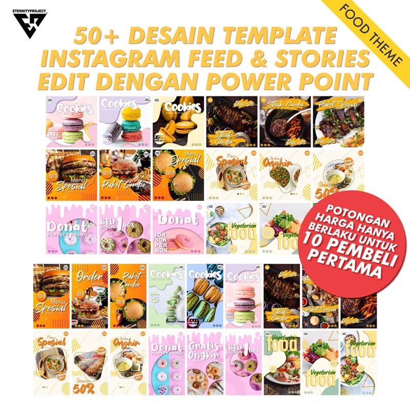 50+ DESAIN TEMPLATE INSTAGRAM FEED STORY POWERPOINT FOOD THEME TEMPLATE GRID INSTAGRAM|TEMA MAKANAN