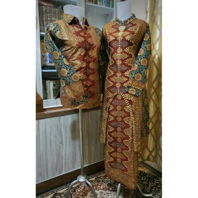 Couple motif koin baju pesta songket Palembang