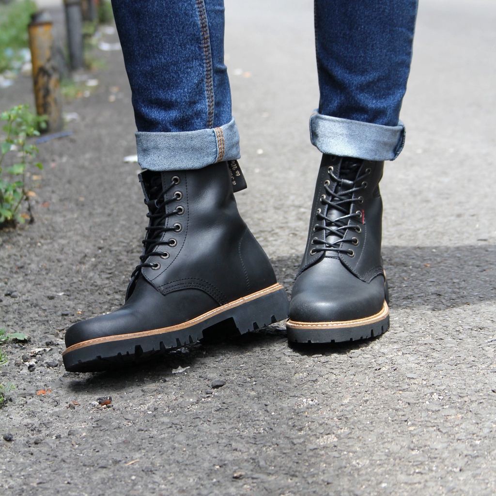 [Custom Size] Bradleys Erol Black - Sepatu Kulit High Boot Pria Sepatu Boots Pria Custom Size