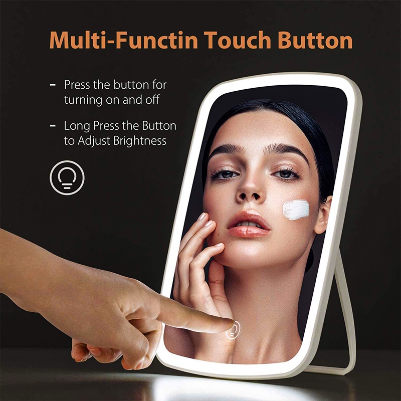 Perfin Lampu Cermin LED Tombol Touch Screen / Cermin Makeup LED / Kaca Cermin Lampu Charge USB Portable Cermin Lipat Led