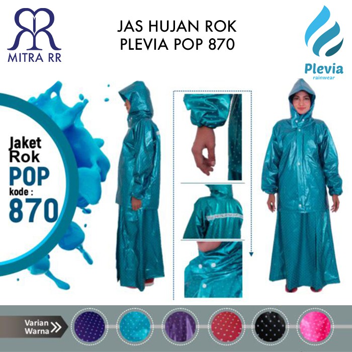 Jas Hujan Rok Plevia 870 Pop Polkadot Stelan