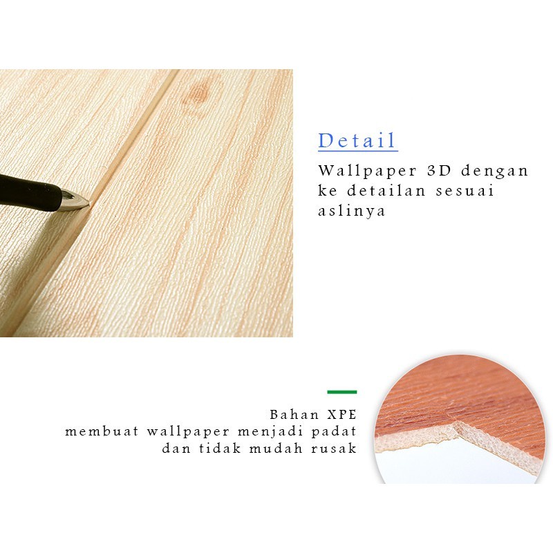 Retaily - HL0200 Wallpaper Dinding 3D Foam Wood Motif Kayu