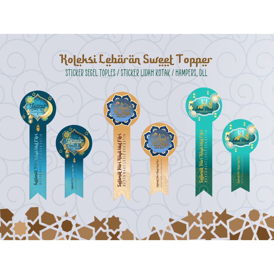 

Sticker lidah Idul Fitri toples Stiker segel kotak Lebaran design mewah