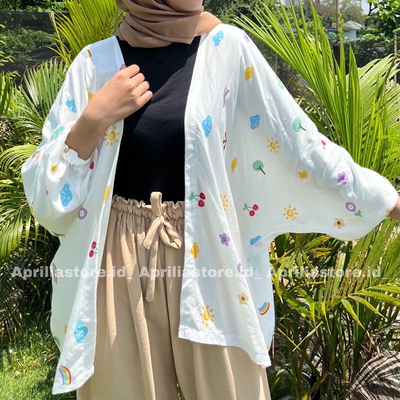 ONE SET KIYOWO OUTER / CRINKLE PANTS-R white cream karet