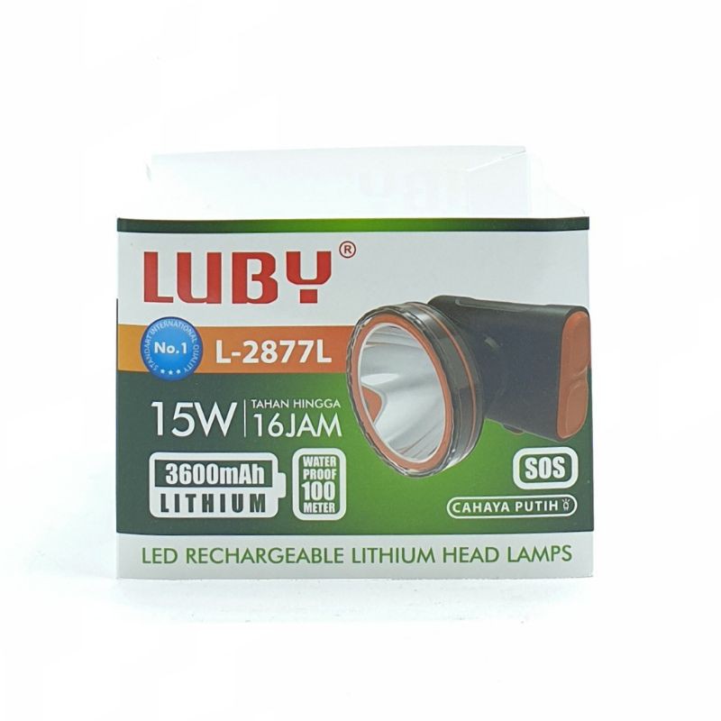 COD SENTER KEPALA Luby L-2877L 15W Cahaya Putih Lithium 3600mAh TERBARU