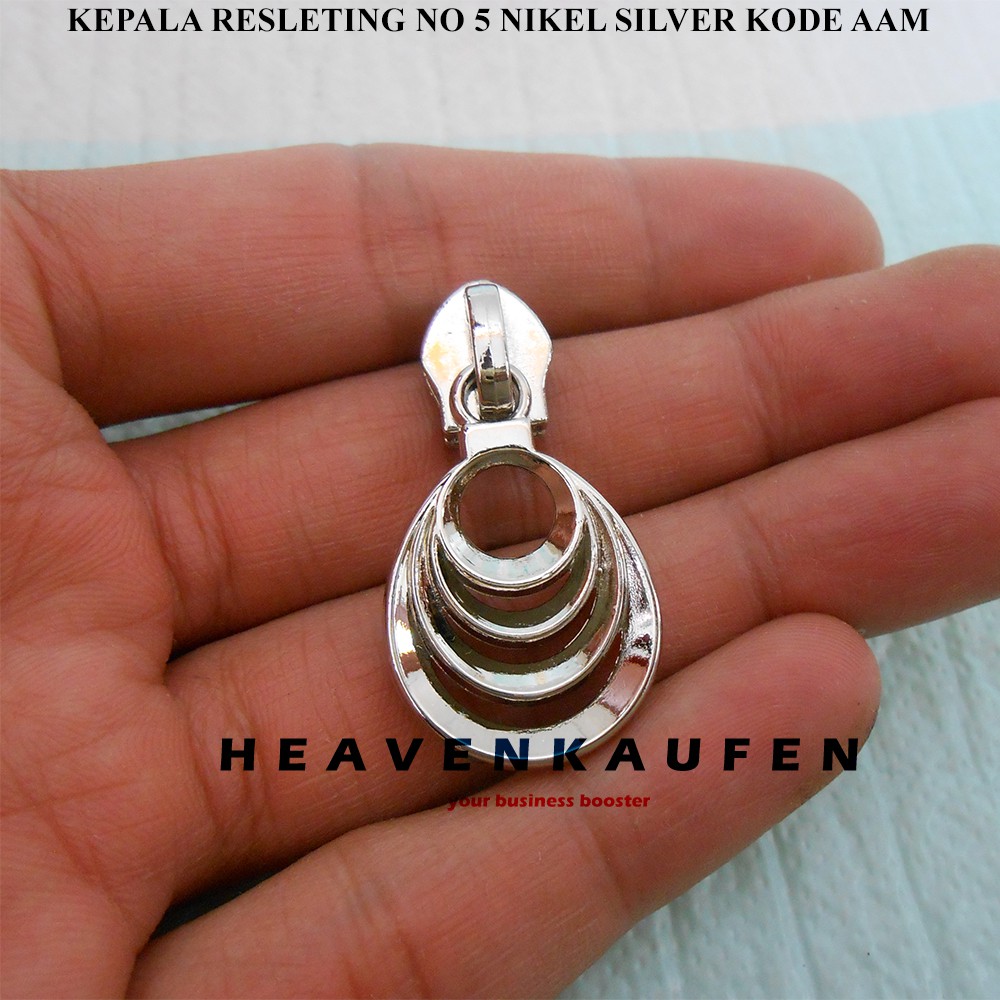 Kepala Resleting / Kepala Zipper No 5 Nikel Silver Kode AAM