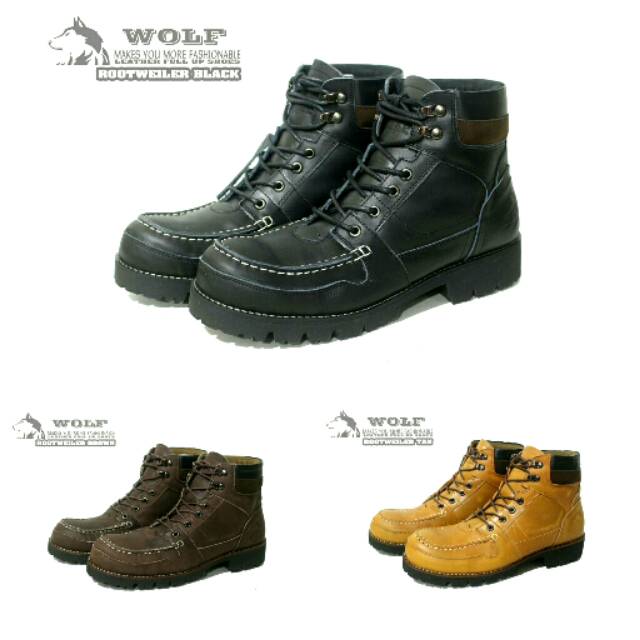 ( GARANSI TERMURAH)  SEPATU SAFETYBOOT KULIT WOLF ROTTWEILER ORIGINAL