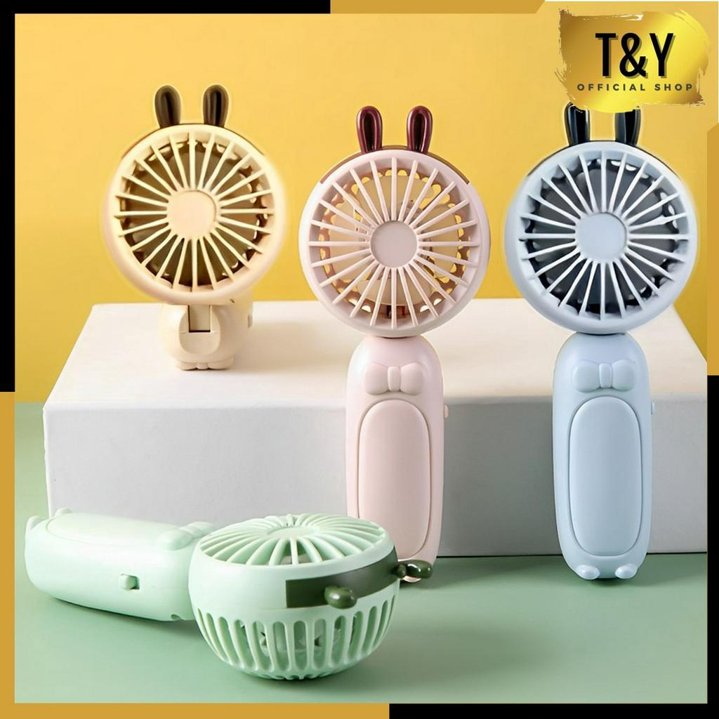 T&amp;Y Kipas Angin Mini Gagang Portable Karakter Rusa Rabbit Lucu Mini Fan Usb Rechargeable Kipas Genggam Usb Charge Murah Import