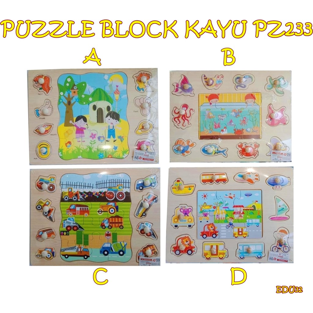 EDU32 MAINAN EDUKASI PUZZLE BLOCK KAYU PZ233