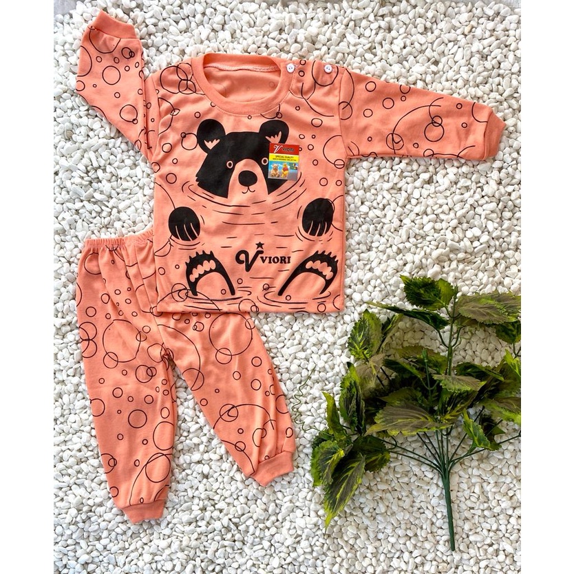 stelan baju bayi laki laki perempuan murah lucu motif swimming bear PANJANG 3-18 bulan (ONE SIZE)