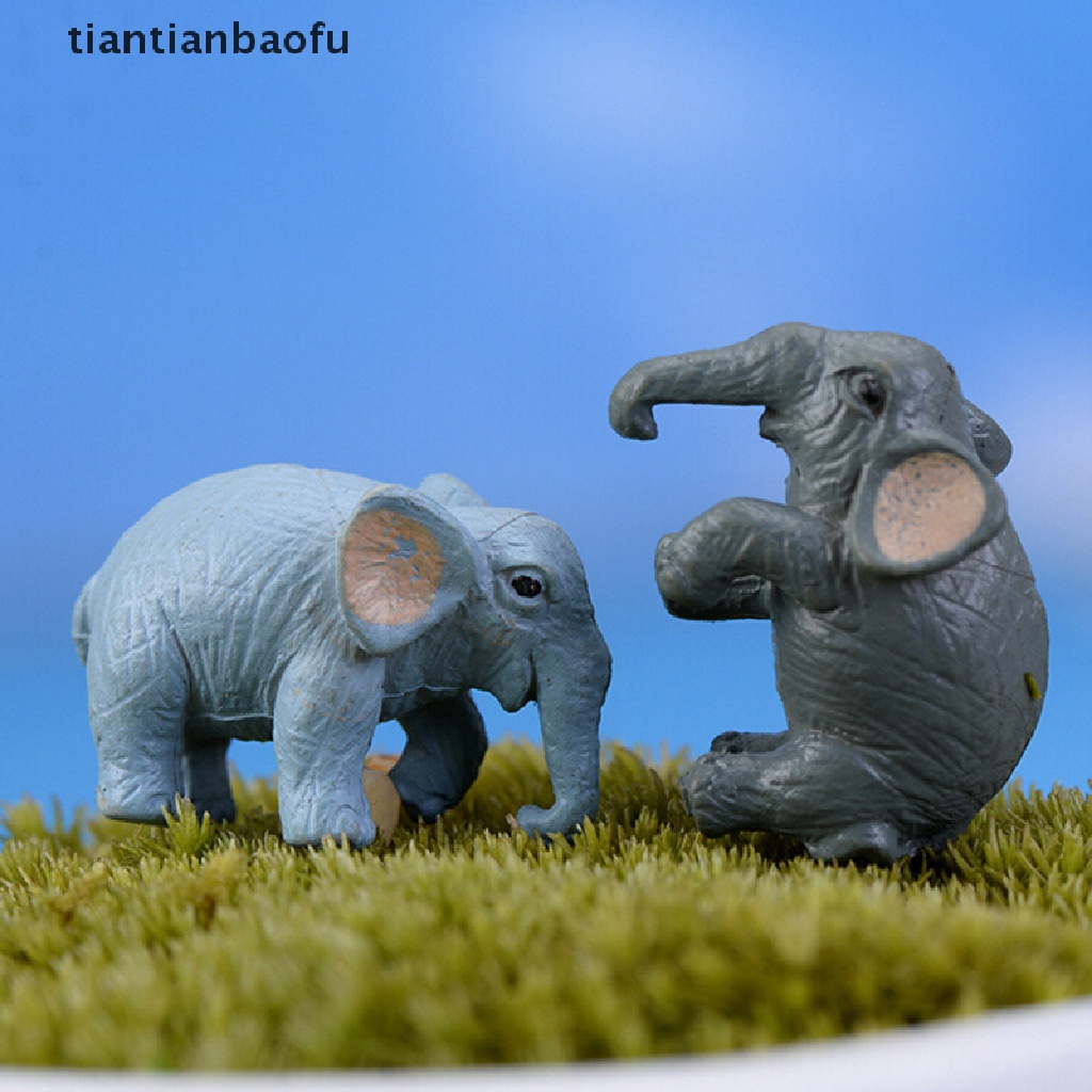 2 Pcs Miniatur Gajah Untuk Dekorasi Rumah Boneka