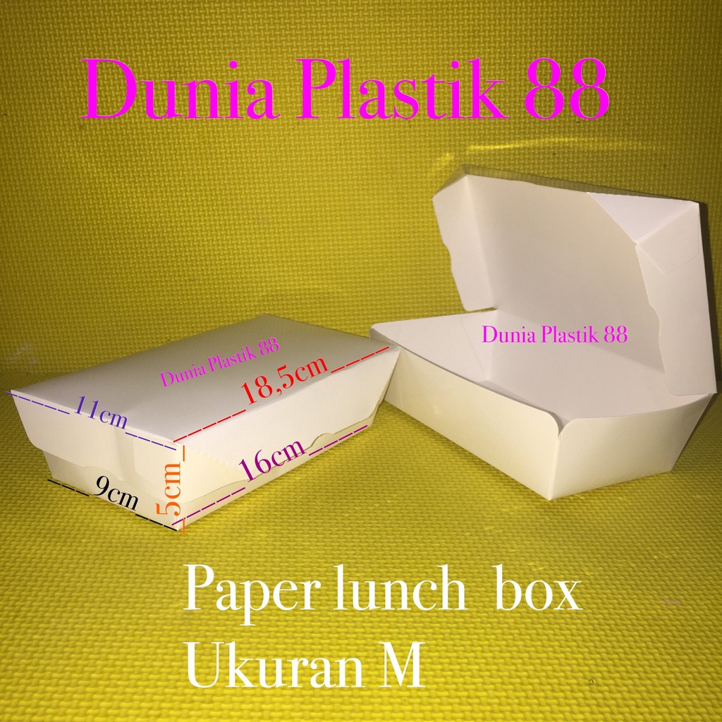 

Langsung ATC isi 50pcs paper lunch BOX kotak dus makanan nasi KERTAS uk M take away Menarik