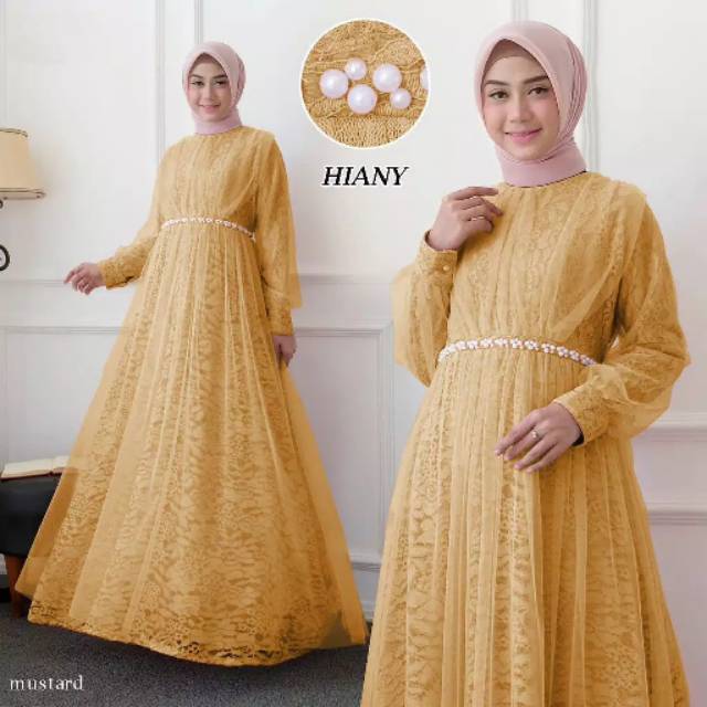 Dress pesta muslimah hiany baju walimah bridesmaid gamis syari fashion
