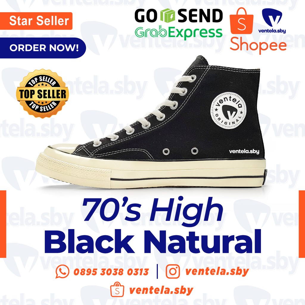  Ventela  Back to 70 s High Black Natural Harga Baru 